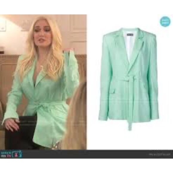 House of Holland Oversized Belted Ripstop Green Blazer 4 $575 Retail - Picture 1 of 11